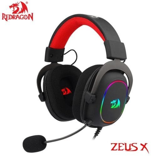 Redragon H510 Zeus-X RGB USB Wired Gaming Headset 7.1 Surround Sound with Memory Foam Ear Pads and Detachable Microphone