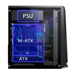 Aigo Rainbow 6 ATX Mid-Tower PC Gaming Case (without Fans) Tempered Glass Side Panel Front I/O USB 3.0 Computer Mid Tower Case only - Image 4
