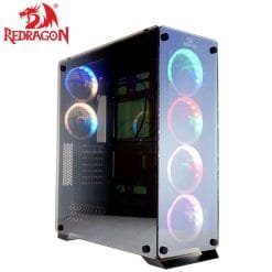 Redragon GC-801 IRONHIDE RGB Dual Side Tempered Glass Desktop Gaming Case with 0.7MM Thickness Steel