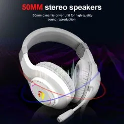 Alternative view of Redragon H260 HYLAS Gaming Headset RGB 3.5mm Surround Sound with Microphone for PC PS4 Switch Xbox-one White