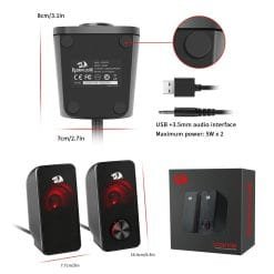 Redragon GS500 STENTOR PC Gaming Speaker 2.0 Channel Stereo Desktop Computer Speaker with Red Backlight 14 Redragon GS500 STENTOR PC Gaming Speaker 2.0 Channel Stereo Desktop Computer Speaker with Red Backlight - Image 7
