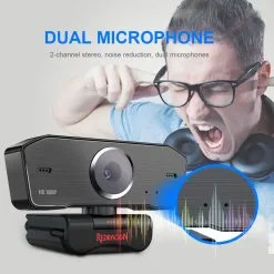 Redragon HITMAN 1080P Streaming and Video Calling Webcam with Built-in Dual Microphone 360-Degree Rotation (GW800) - Image 4