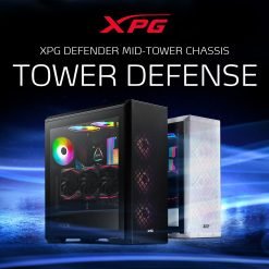 Alternative view of XPG DEFENDER Mid-Tower RGB PC Gaming Case Chassis with 3 Fans Included Black