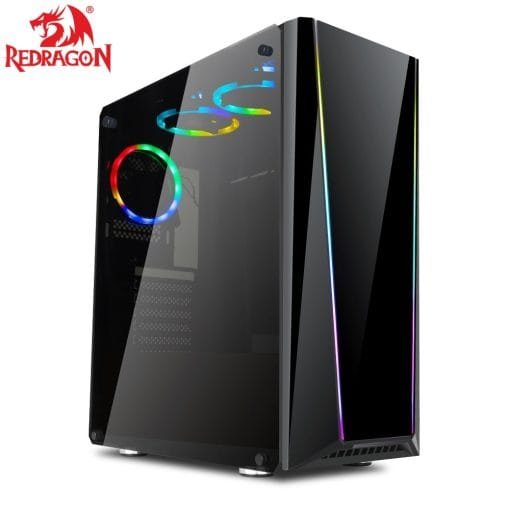 Redragon GC-702 Tailgate Tempered Glass PC Gaming Case Support RGB backlighting SYNC Support up to ATX Motherboards