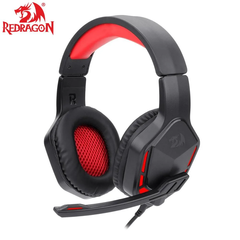 Redragon H220 THEMIS 2 Wired Gaming Headset With Mic for PC, PS4/3, Xbox One and Nintendo Switch with Red LED Light