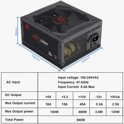 Redragon RGPS 500W Gaming PC Power Supply 80PLUS Bronze (GC-PS001) 12 Redragon RGPS 500W Gaming PC Power Supply 80PLUS Bronze (GC-PS001) - Image 6