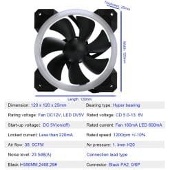 Redragon 120mm Pack of 3 PC Cooling Fans RGB LED Quiet High Airflow (GC-F008) 10 Redragon 120mm Pack of 3 PC Cooling Fans RGB LED Quiet High Airflow (GC-F008) - Image 5