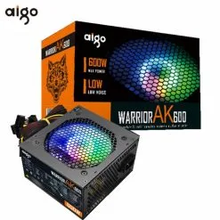 Aigo Warrior AK 600W PC Gaming PSU RGB Power Supply Unit Quiet 120mm RGB Fan 24pin 12V ATX