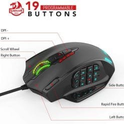 Redragon M908 IMPACT 12400 DPI RGB Gaming Mouse 19 Programmable Buttons Laser Wired MMO 15 Redragon M908 IMPACT 12400 DPI RGB Gaming Mouse 19 Programmable Buttons Laser Wired MMO - Image 8