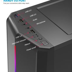 Aigo Rainbow 6 ATX Mid-Tower PC Gaming Case (without Fans) Tempered Glass Side Panel Front I/O USB 3.0 Computer Mid Tower Case only - Image 5