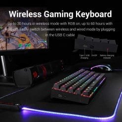 Redragon K599 Deimos KRS RGB Mechanical Gaming Keyboard 2.4G wireless Dual Mode Red Switch 70 Keys - Image 4