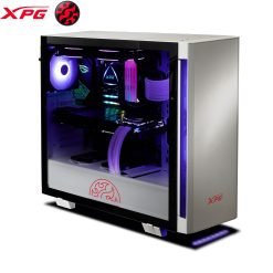 Alternative view of XPG INVADER Mid-Tower Brushed Aluminum PC Gaming Case with Side Light - WHITE