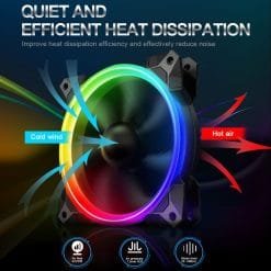 Redragon 120mm Pack of 3 PC Cooling Fans RGB LED Quiet High Airflow (GC-F008) 11 Redragon 120mm Pack of 3 PC Cooling Fans RGB LED Quiet High Airflow (GC-F008) - Image 6