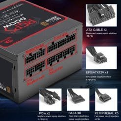 Redragon RGPS 600W Full Module Gaming PC Power Supply 80PLUS Bronze (GC-PS003) - Image 4