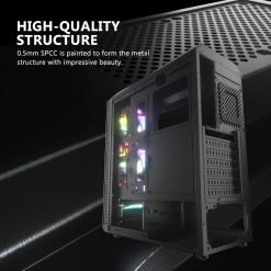 Aigo darkFlash Water Square 5 Dual Tempered Glass ATX Mid-Tower Desktop Gaming Case Honeycomb Design without Fans - Image 6
