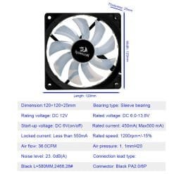 Redragon 120mm Pack of 3 PC Cooling Fans RGB LED Quiet High Airflow (GC-F006) 10 Redragon 120mm Pack of 3 PC Cooling Fans RGB LED Quiet High Airflow (GC-F006) - Image 5