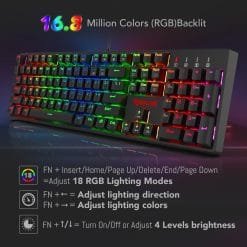 Redragon K582 SURARA RGB Mechanical Gaming Keyboard with104 Keys -Linear and Quiet- Red Switches Fast Actuation 9 Redragon K582 SURARA RGB Mechanical Gaming Keyboard with104 Keys -Linear and Quiet- Red Switches Fast Actuation - Image 3