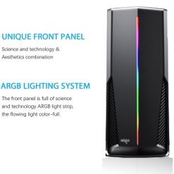 Aigo Rainbow 6 ATX Mid-Tower PC Gaming Case (without Fans) Tempered Glass Side Panel Front I/O USB 3.0 Computer Mid Tower Case only - Image 3