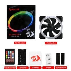 Redragon 120mm Pack of 3 PC Cooling Fans RGB LED Quiet High Airflow (GC-F008) 9 Redragon 120mm Pack of 3 PC Cooling Fans RGB LED Quiet High Airflow (GC-F008) - Image 4