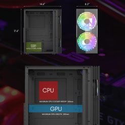 Aigo DarkFlash BF1 ATX Mid Tower Gaming Tempered Glass Computer Case with 2X 20cm 200mm RGB Big Fans 9 Aigo DarkFlash BF1 ATX Mid Tower Gaming Tempered Glass Computer Case with 2X 20cm 200mm RGB Big Fans - Image 3