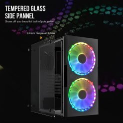 Aigo DarkFlash BF1 ATX Mid Tower Gaming Tempered Glass Computer Case with 2X 20cm 200mm RGB Big Fans 13 Aigo DarkFlash BF1 ATX Mid Tower Gaming Tempered Glass Computer Case with 2X 20cm 200mm RGB Big Fans - Image 7