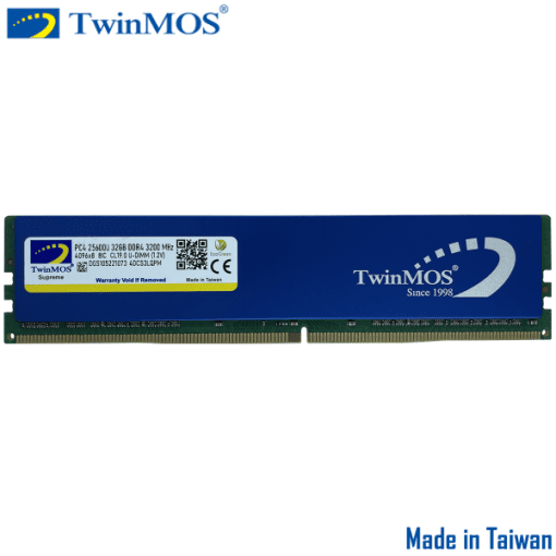 TwinMOS 32GB DDR4 3200Mhz Desktop Memory RAM with Blue HeatSink U-DIMM