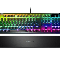 Alternative view of SteelSeries Apex 7 Mechanical Gaming Keyboard with OLED Smart Display and USB Passthrough and Media Controls Red Switches