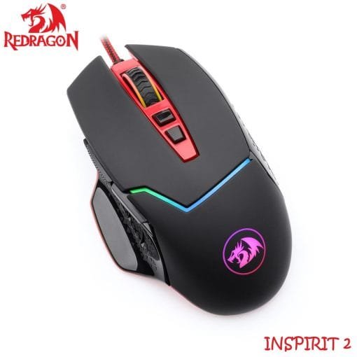 Redragon M907 INSPIRIT 2 RGB USB Gaming Mouse Wired 14400 DPI 9 Buttons Ergonomic Programmable