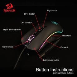 Alternative view of Redragon M711 COBRA RGB Gaming Mouse 10,000 DPI Adjustable Comfortable Grip and 7 Programmable Buttons