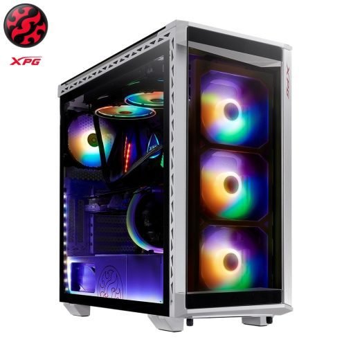 XPG BATTLECRUISER Mid-Tower 4 RGB Fans Tempered Glass Panel PC Gaming Case – White