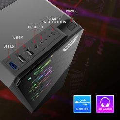 Aigo darkFlash Water Square 5 Dual Tempered Glass ATX Mid-Tower Desktop Gaming Case Honeycomb Design without Fans - Image 3