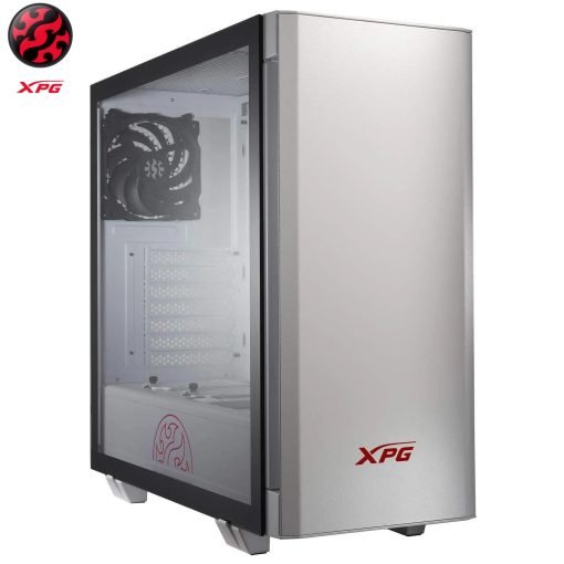 XPG INVADER Mid-Tower Brushed Aluminum PC Gaming Case with Side Light - WHITE