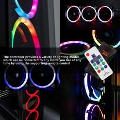 Aigo Darkflash DR12 Pro 5 in 1 Gaming PC Case RGB Fans 120mm Quiet with Remote Speed adjust AURA SYNC Pack of 5 RGB Fans with Controller - Image 3