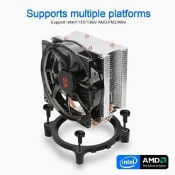Redragon Reaver CPU Cooler with Red Led 120mm Fan and 2 Heat Pipes HDT Technology Multi Compatible (CC-1011) - Image 4