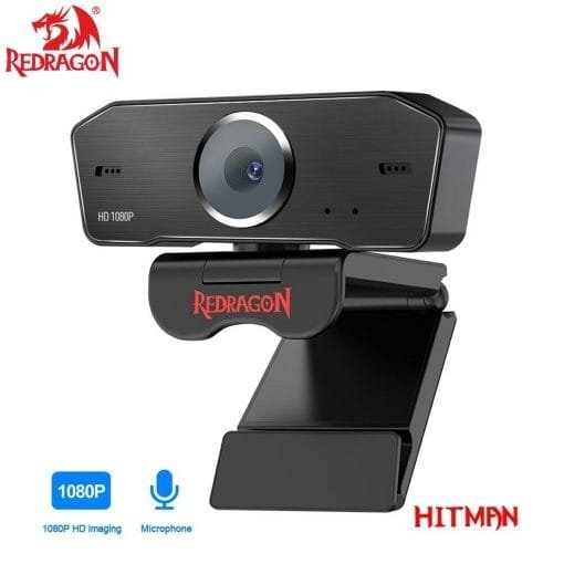 Redragon HITMAN 1080P Streaming and Video Calling Webcam with Built-in Dual Microphone 360-Degree Rotation (GW800)