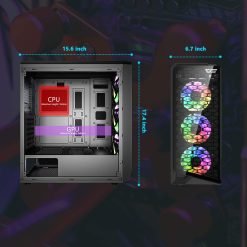 Aigo darkFlash Water Square 5 Dual Tempered Glass ATX Mid-Tower Desktop Gaming Case Honeycomb Design without Fans - Image 5