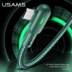 USAMS U57 RGB Dual Right Angle Gaming Micro USB Data Cable for Android Nylon Braided 1.2M US-SJ458