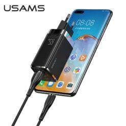 USAMS 65W GaN Mini Fast Wall Charger with 3 Ports For Laptop Mobile Phone Tablet US-CC110 12 USAMS 65W GaN Mini Fast Wall Charger with 3 Ports For Laptop Mobile Phone Tablet US-CC110 - Image 5