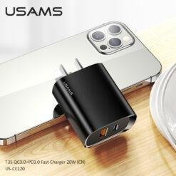 USAMS T35 USB and Type-C 20W QC3.0 and PD3.0 Fast Charger 2 Ports Quick Charger US-CC121 15 USAMS T35 USB and Type-C 20W QC3.0 and PD3.0 Fast Charger 2 Ports Quick Charger US-CC121 - Image 8