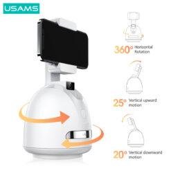 USAMS Portable 360 Rotation Auto Smart Face Track Phone Holder Support Phone Mount Tripod with Face Tracking US-ZB239 10 USAMS Portable 360 Rotation Auto Smart Face Track Phone Holder Support Phone Mount Tripod with Face Tracking US-ZB239 - Image 3
