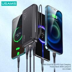 USAMS PB60 22.5W 20000mah Dual QC3.0+PD Fast Charging Power Bank With Lanyard US-CD168 9 USAMS PB60 22.5W 20000mah Dual QC3.0+PD Fast Charging Power Bank With Lanyard US-CD168 - Image 4