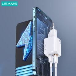 Alternative view of USAMS T37 Super Si 20W QC3.0+PD Fast Charger with Type C and USB 2 Ports (EU) US-CC128