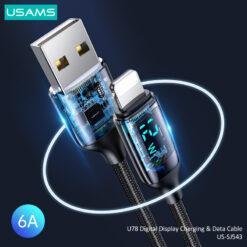 USAMS U78 2.4A Lightening Digital Display Fast Charging and Data Cable Braided 1.2M Data Fast Charging US-SJ543 - Image 4