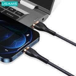 USAMS U64 Aluminum Alloy Lightening Charging & Data Cable Braided 1.2M with Gold Plated Joints US-SJ487 - Image 8