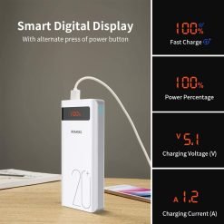 Alternative view of ROMOSS Sense 6PS+ Fast Charge Type C Power Bank, 20000mAh 18W PD Portable Charger with 3 Inputs & 3 Outputs