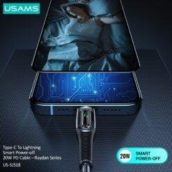 USAMS 20W Type-C to Lightning Smart Power-off PD Cable Fast Charging For iPhone US-SJ518 - Image 4