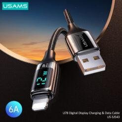 USAMS U78 2.4A Lightening Digital Display Fast Charging and Data Cable Braided 1.2M Data Fast Charging US-SJ543 - Image 5