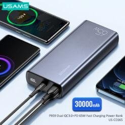 USAMS SuperMAC 30000mah 65W Fast Power Bank for Laptop and Smart Devices Charging Kit with 100W Type-C to Type-C PD Cable 10 USAMS SuperMAC 30000mah 65W Fast Power Bank for Laptop and Smart Devices Charging Kit with 100W Type-C to Type-C PD Cable - Image 3