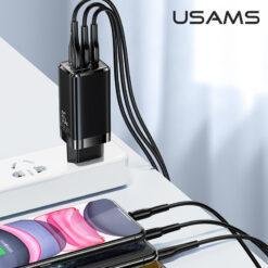 USAMS 65W GaN Mini Fast Wall Charger with 3 Ports For Laptop Mobile Phone Tablet US-CC110 10 USAMS 65W GaN Mini Fast Wall Charger with 3 Ports For Laptop Mobile Phone Tablet US-CC110 - Image 3