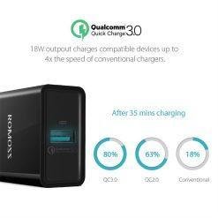 ROMOSS AC18D 18W QC 3.0 USB Charger Quick Charge 3.0 Fast Charger QC2.0 18W Portable Wall USB Power Adapter - Image 4